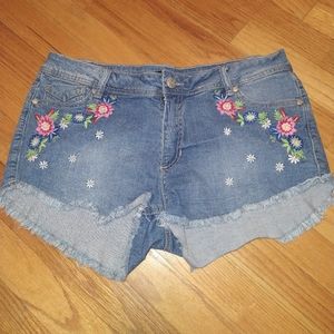 Embroidered Jean Shorts